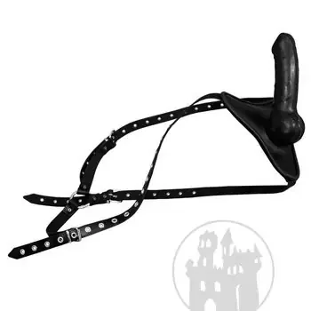 Strap-On m. schwarzem Dildo