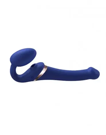 Strap-On Vibrator mit Leckstimulator blau