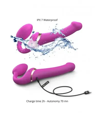 Strap-On Vibrator mit Leckstimulator rosa