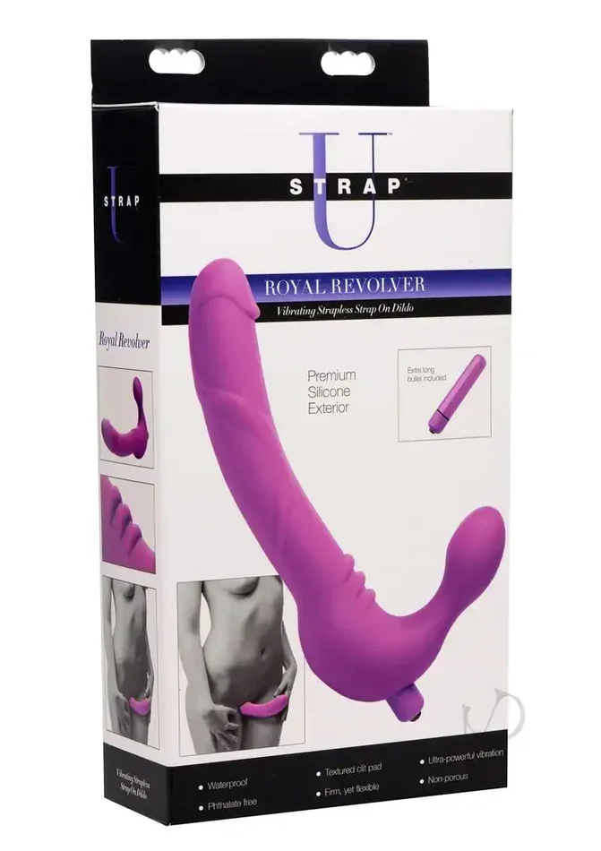 Strap U Royal Revolver Vibrating Strapless Silicone Strap On Dildo