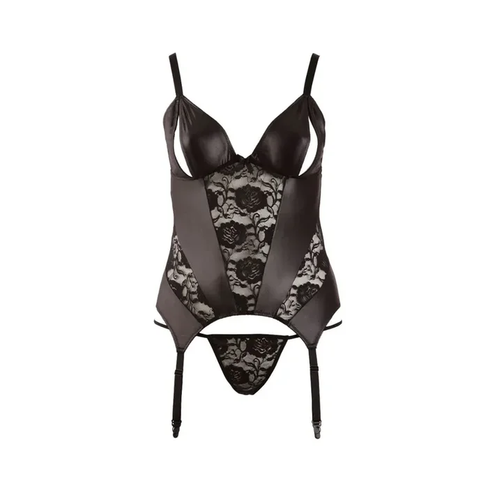 Straps-Top mit offenen Cups XL in Schwarz