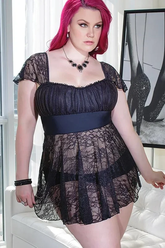 Stretch Lace Babydoll in 1X/2X