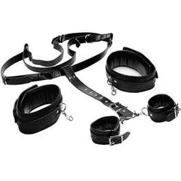Strict – Deluxe Thigh Sling with Wrist Cuffs black