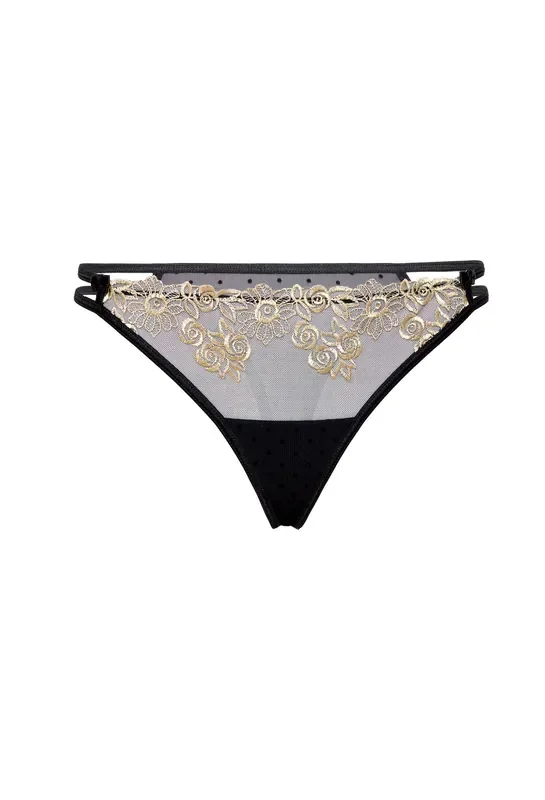 String mit goldfarbenen Stickereien