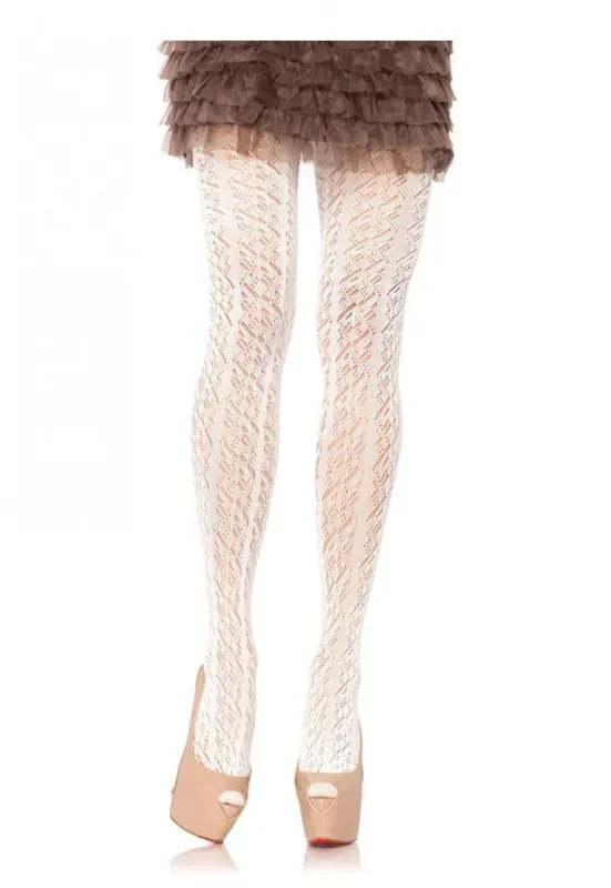 Strumpfhose im Häkellook in Weiß