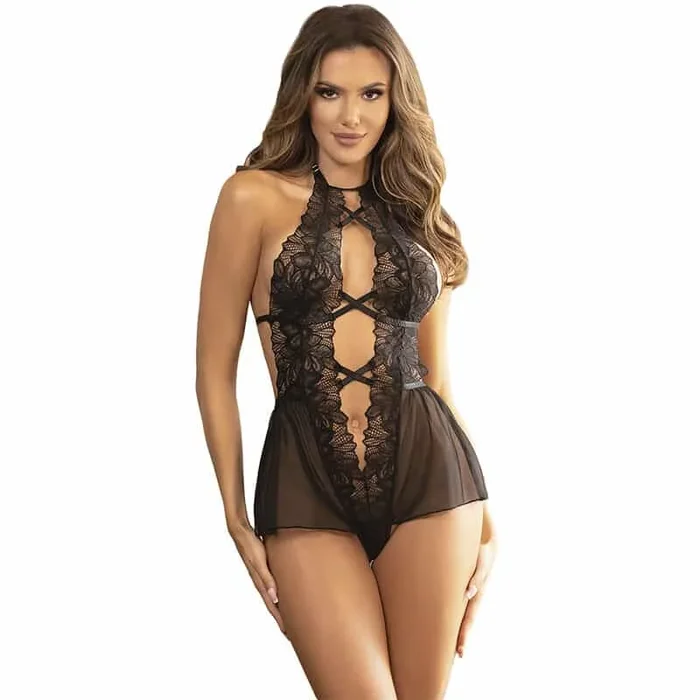 Subblime – Teddy-Halter-Neck-Bare-Back-Spitze Schwarz L/Xl