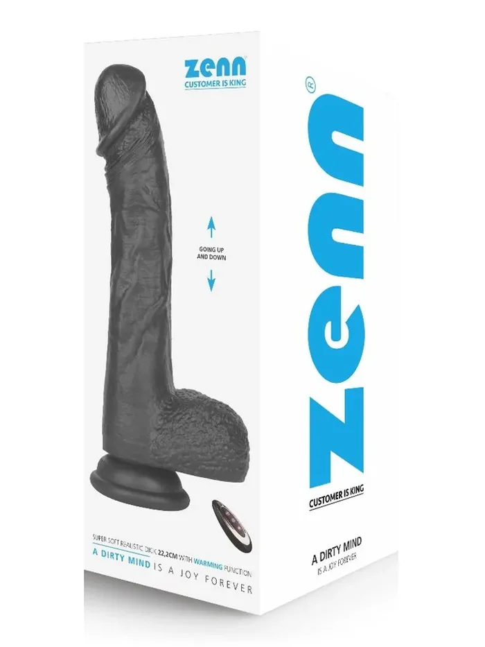 Super Soft Stoß- und Wärme-Dildo Schwarz 22,2 cm