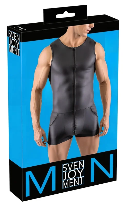 Svenjoyment – Ärmelloser, kurzer Herren-Overall (schwarz) – 2XL
