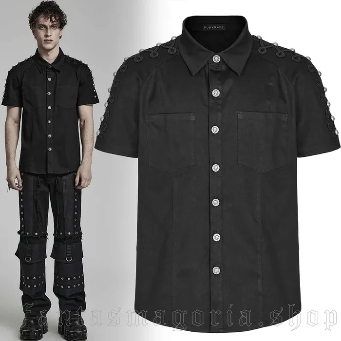 T-Shirt mit Stickereien an den Schultern