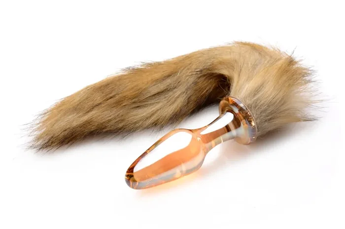 TAILZ – Glas-Analplug mit Fuchsschwanz – Orange mit Kunstfell