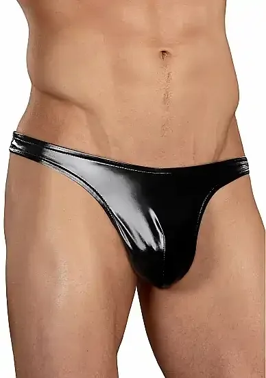 Tanga für Ihn glänzend schwarz