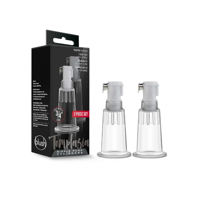 Temptasia – Nipple Pumping Cylinders – Set Of 2 (0.75in Diameter) – Clear
