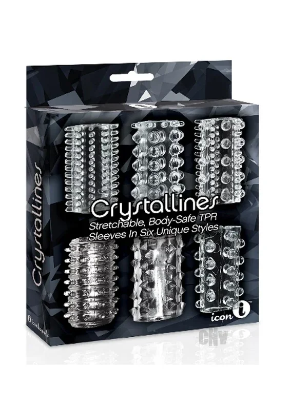 The 9’s Crystalline TPR Cock Sleeve 6 Pack – Clear