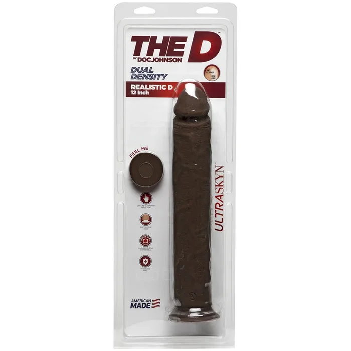 The D Realistic D 12 inches Dildo – Brown/Chocolate