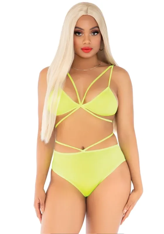Top mit Highwaist-Slip und Riemchen