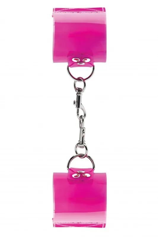Transparente Handfesseln in Pink