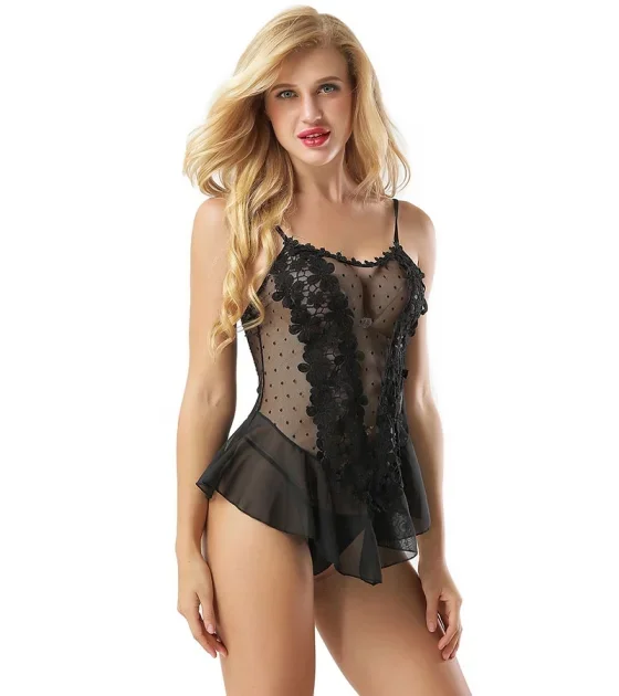 Transparentes Negligee mit Rüschen