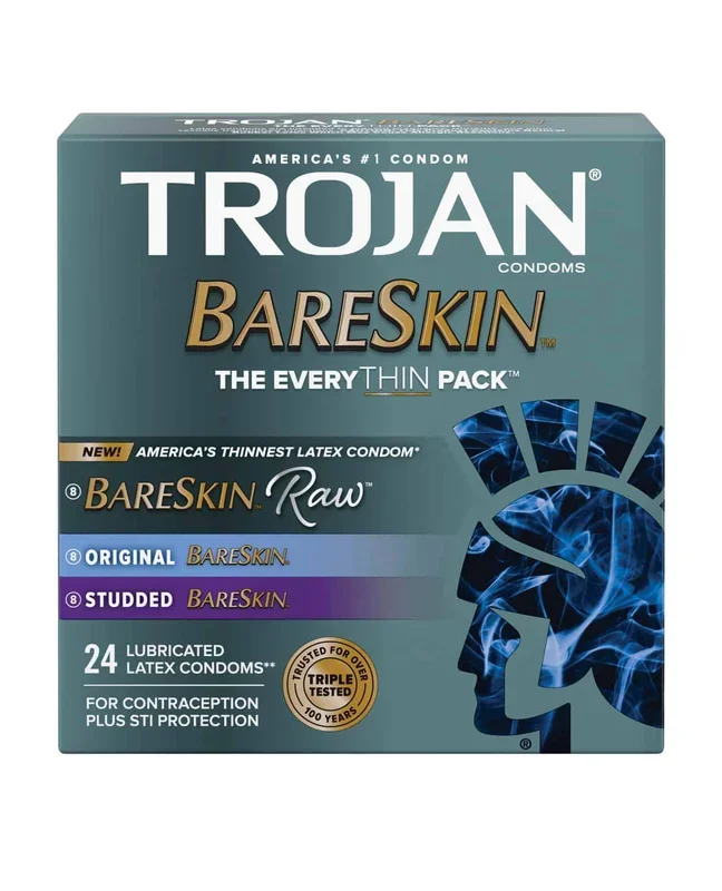Trojan BareSkin EveryTHIN Condom – Variety Pack of 24