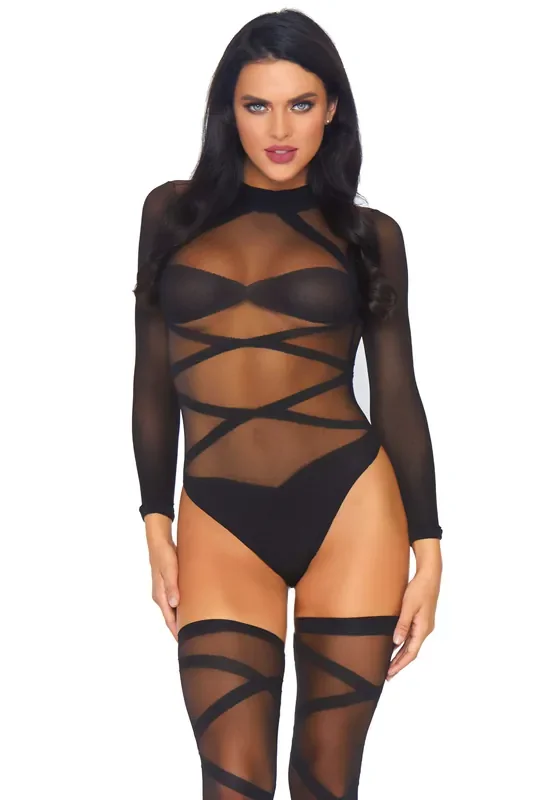 Truth Or Dare Body & Strümpfe Set – Schwarz