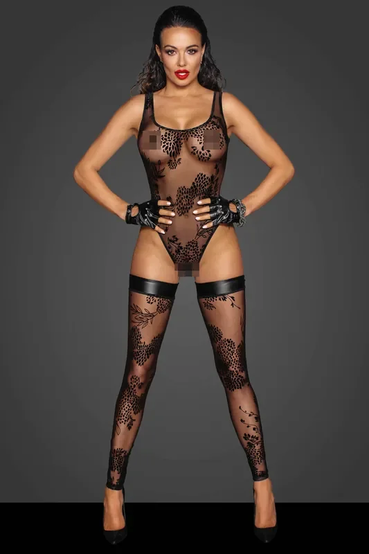 Tüll-Body mit Stickerei