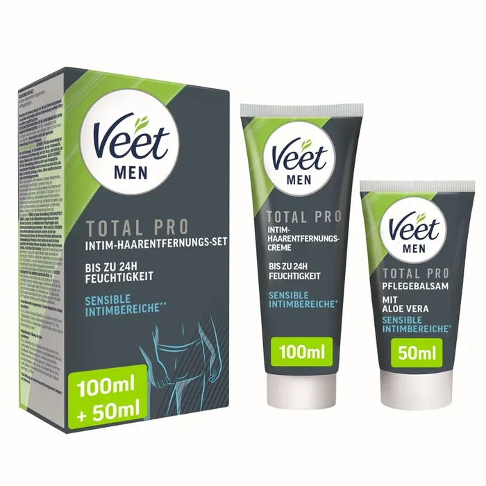 Veet Men Intim-Haarentfernungs-Set für Männer – 100 ml Tube & 50 ml Balsam
