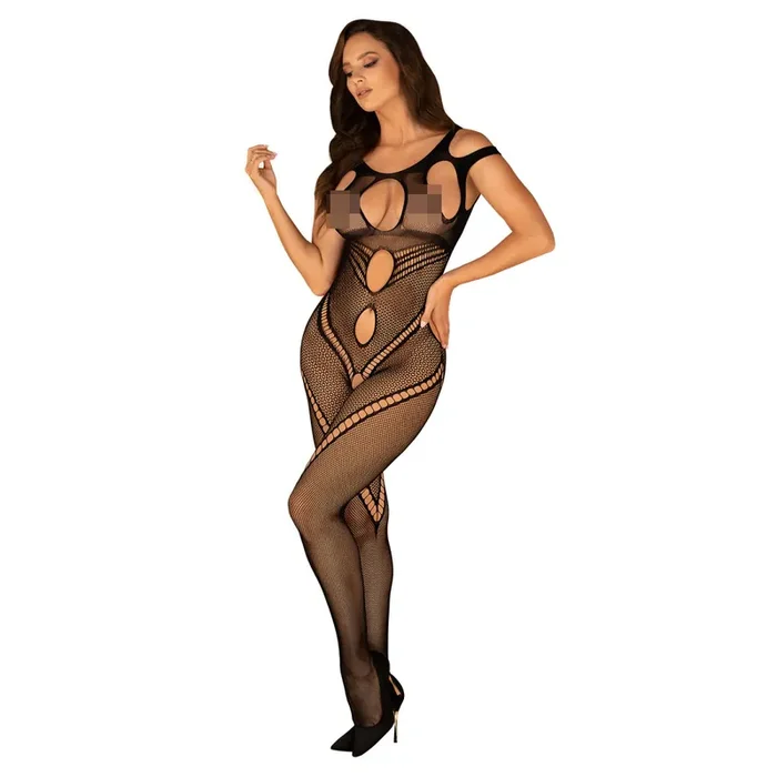 Verführerischer Bodystocking mit Lochmustern schwarz