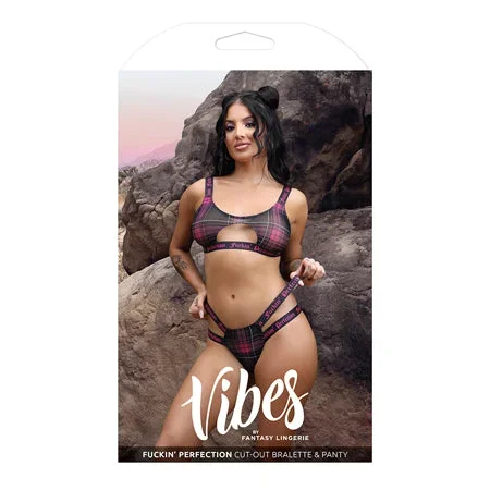 Vibes Fuckin‘ Perfection Cutout Bralette & Panty Black/Pink S/M