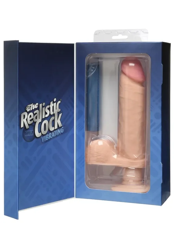 Vibrating Dildo with Balls – 8″ / 20 cm – Skin