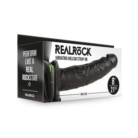 Vibrating Hollow Strap-on No Balls 8 Inch – Black