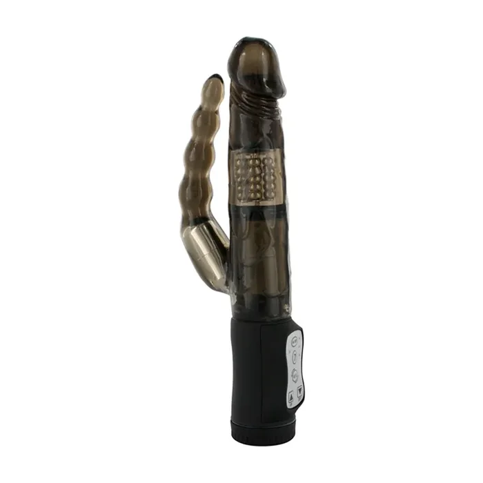 Vibrator mit Perlen und vibrierendem Analstimulator in Schwarz