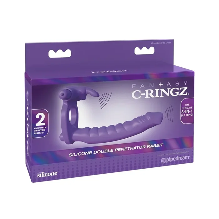Vibro-Penisring mit Klitorisreizer und Analdildo – Lila