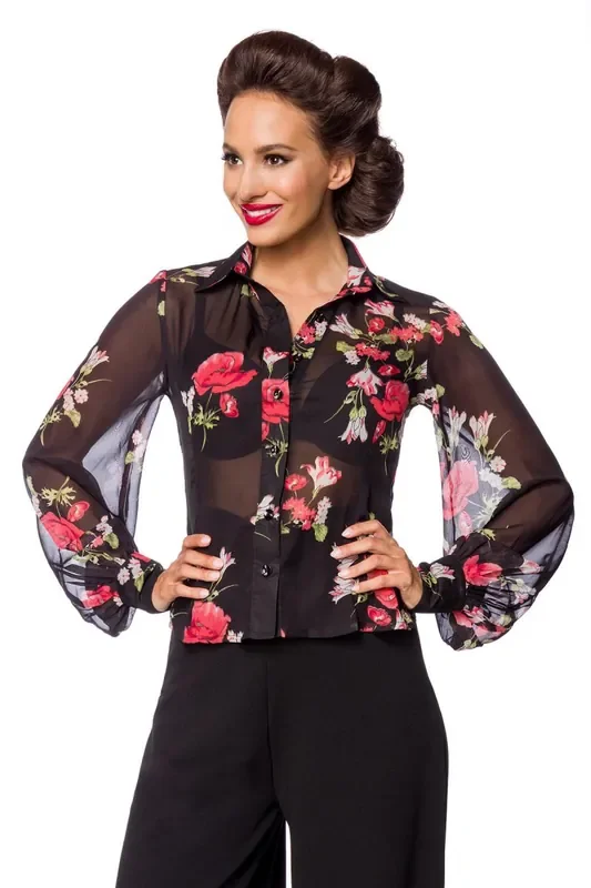 Vintage-Bluse mit Blumenmuster (Grösse XXXL)
