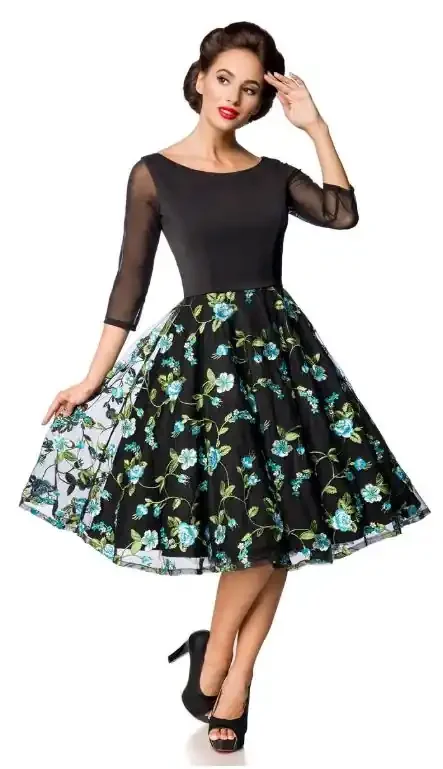 Vintage-Swingkleid bestickt