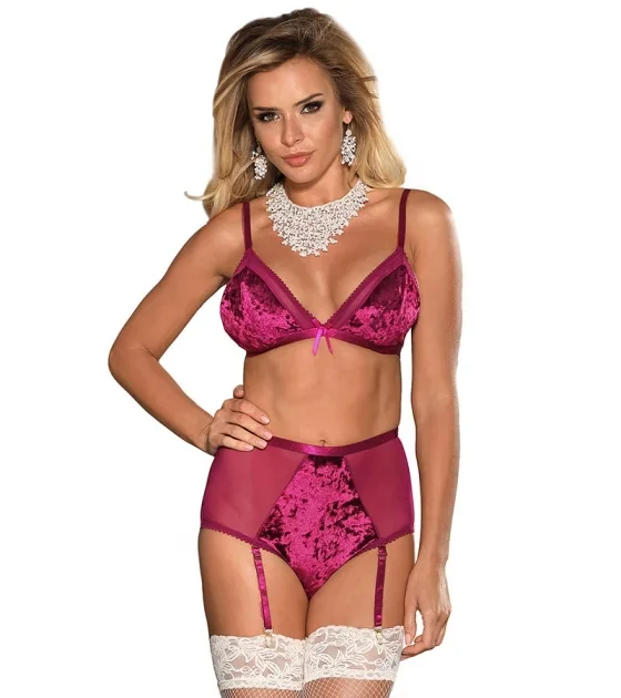 Violettes Wäsche-Set mit Samt