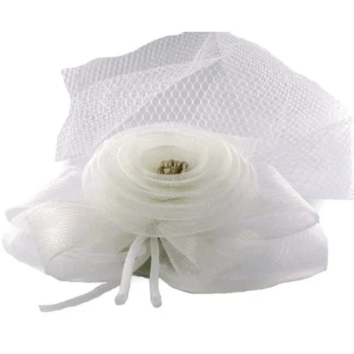 Weißes Haar-Accessoire mit Schleier