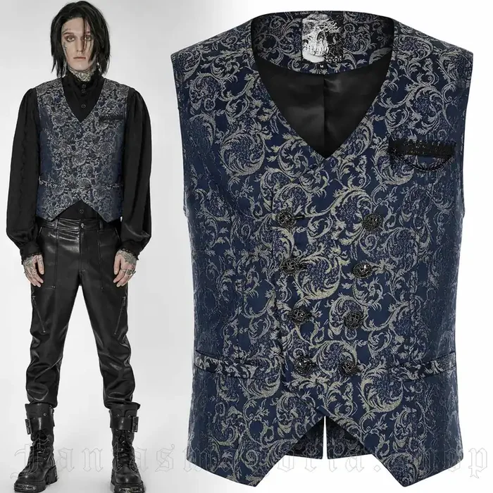 Weste mit ornamentalem Muster – blau