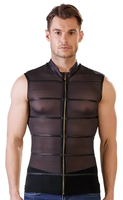 Wetlook Herren-Shirt mit Reißverschluss
