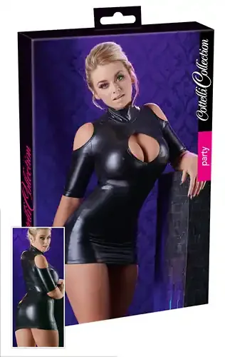 Wetlook Minikleid mit Cutouts