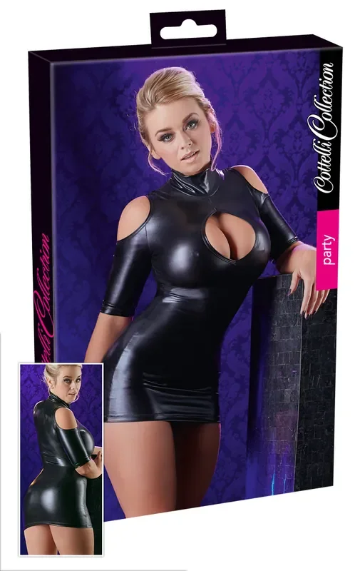 Wetlook-Minikleid schulterfrei