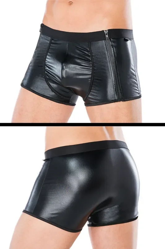 Wetlook Shorts mit zwei Reißverschlüssen