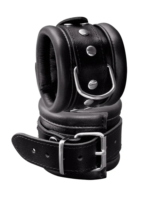Xx-DreamsToys: Leder-Handfesseln breit, schwarz
