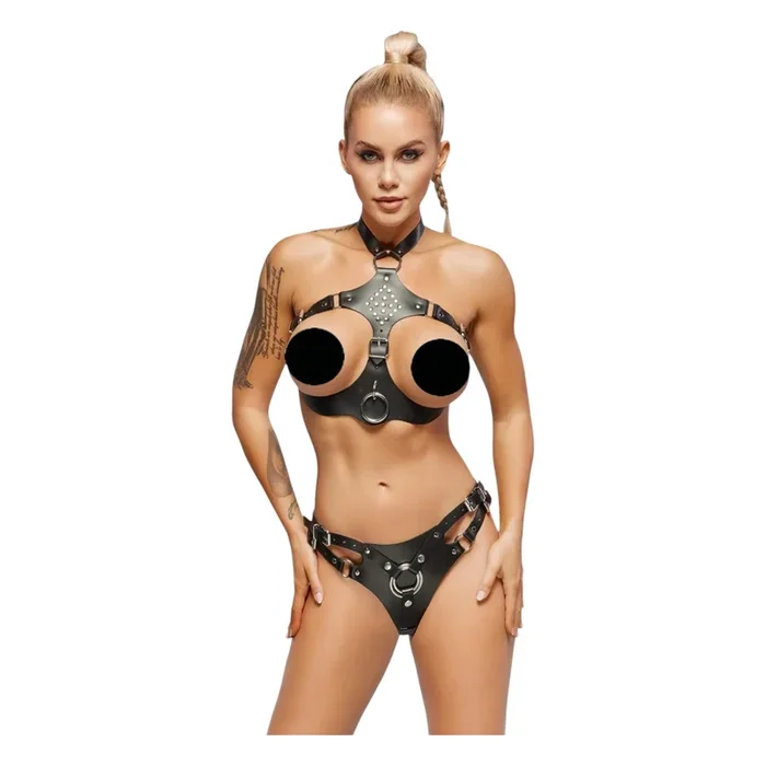 ZADO – Leder-Set mit Strap-On Unterwäsche (schwarz)