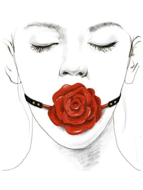 Zalo Rose Ball Gag: Mundknebel Rose, rot/schwarz