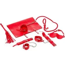 Zenn 9 Piece PU Leather Bondage Set red | AKTION